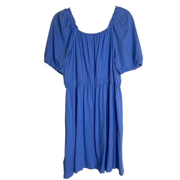 J.Crew Re-Imagined Dress Womens XXL Blue Cotton Short Sleeve Stretch Coastal - Picture 3 of 10